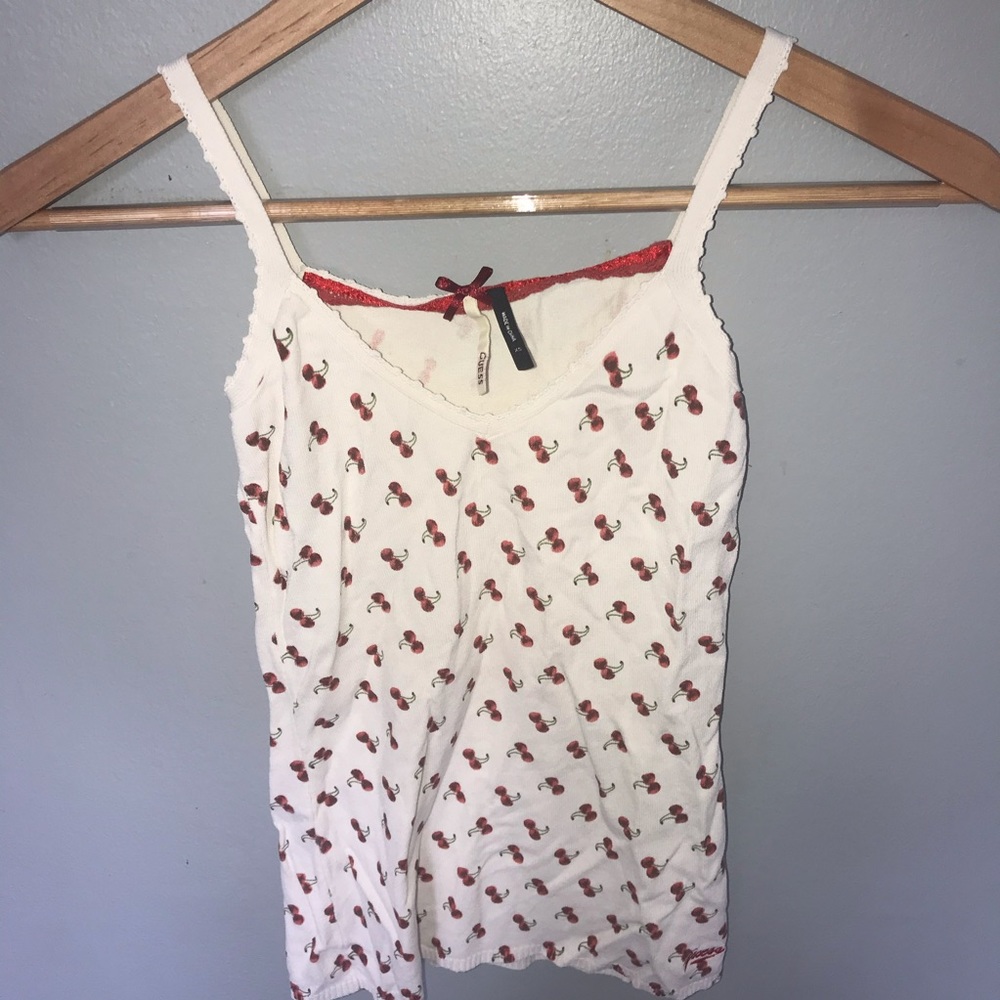 Guess Cherry White Tank Top